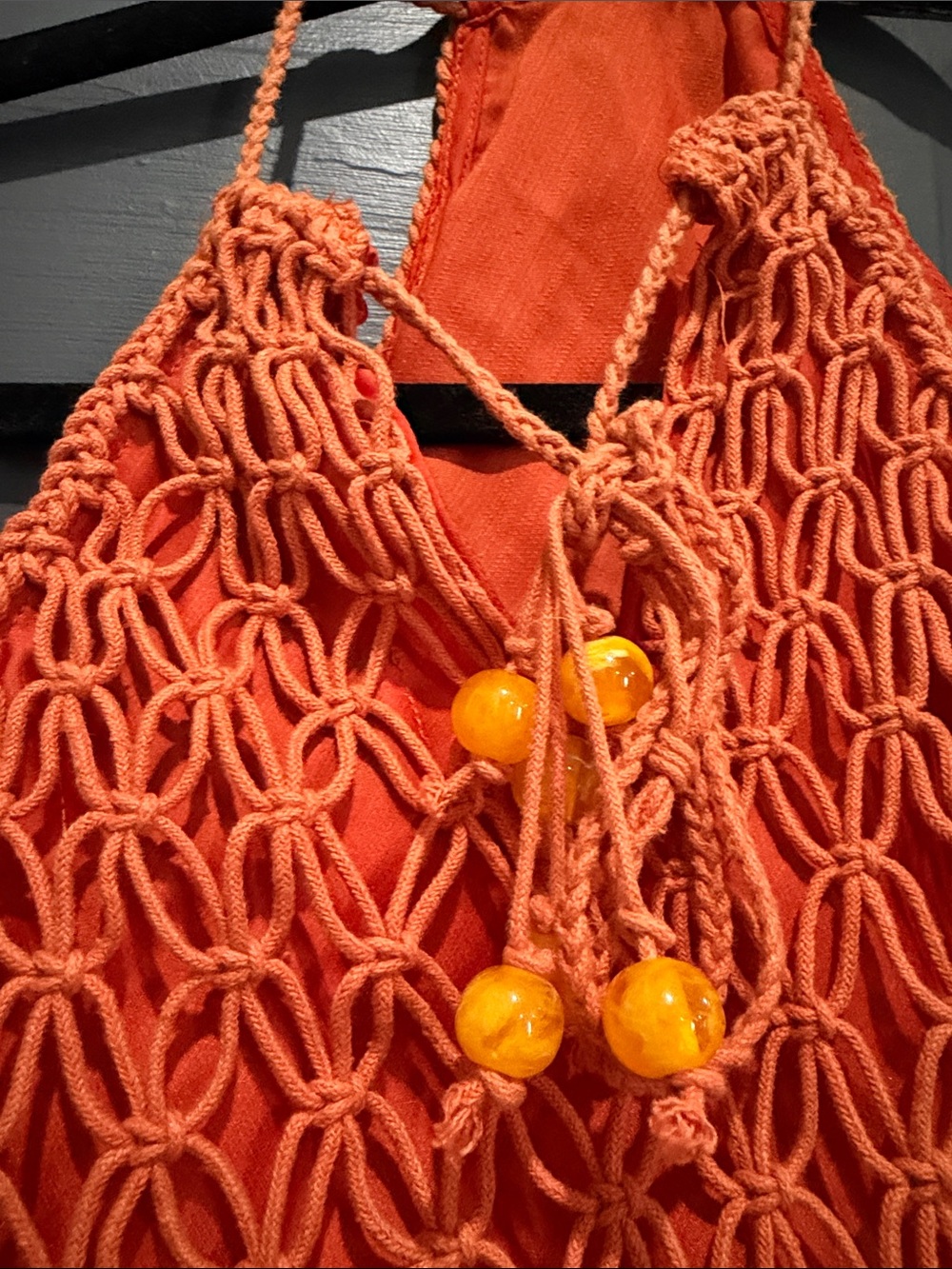 NWT Significant Other Nira Mini Dress in orange Macramé - Picture 5 of 6